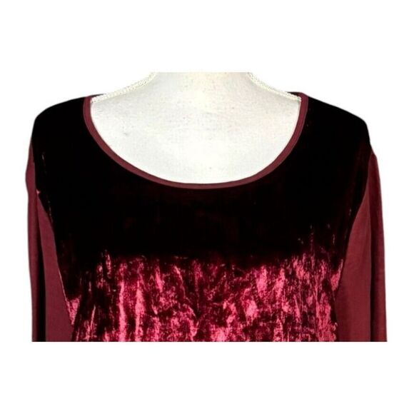 Ulla Popken Tunic Plus Size 20/22 Crushed Velvet Burgundy Beaded Glam Elegant - Picture 3 of 9